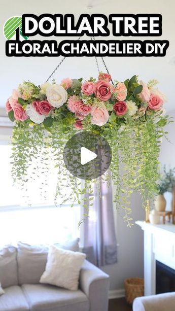 Bethany (Bargain Bethany) on Instagram: "DIY Hula Hoop Chandelier! Comment “LINK” for a link for floral used. #dollartree #dollartreediy #dollartreefinds #dollartreehaul #summerdiys #weddingdecor #diywedding" Ceiling Party Decor Ideas, Hula Hoop Flower Chandelier, Hula Hoop Ideas, Hoola Hoop Lights Diy Chandelier, Diy Floral Chandelier Hula Hoop, Diy Hanging Centerpiece, Hola Hoop Chandelier, Diy Hanging Flowers From Ceiling, Flower Hoop Backdrop