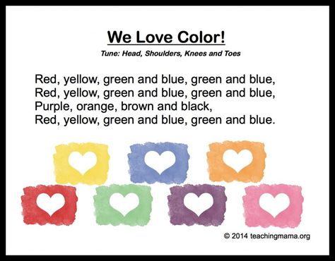 10 Preschool Songs About Colors Color Lesson Plans, Preschool Transitions, Preschool Poems, Transition Songs, Rainbow Songs, Circle Time Songs, Color Lessons, Kindergarten Songs, Classroom Songs