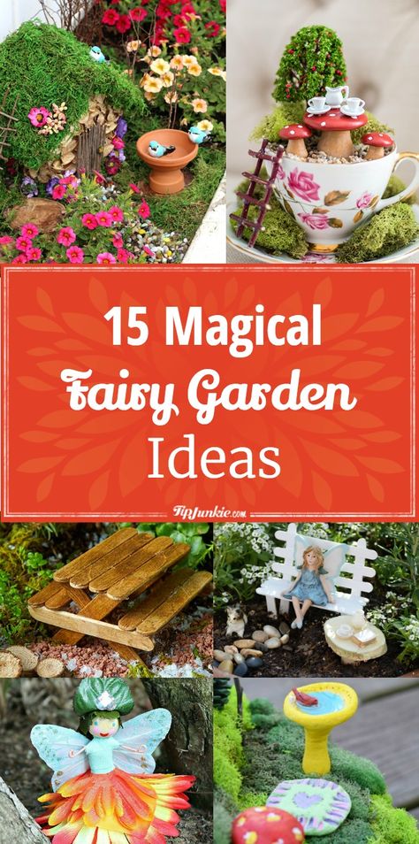 15 Magical Fairy Garden Ideas [DIY] Magical Fairy Garden, Fairy Garden Ideas, Fairy Garden Furniture, Summer Diy Projects, Magic Fairy, Fairy Garden Designs, Fairy Garden Crafts, Fairy Furniture, Faeries Gardens