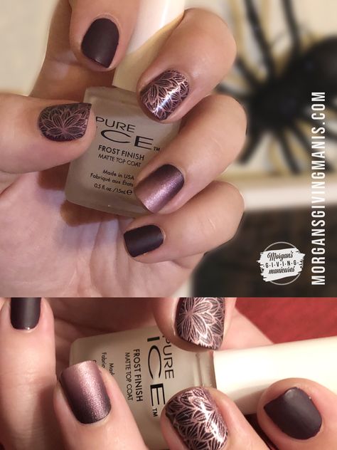 Rule of Plum with Aberdeen Aubergine accents, complimented beautifully with a matte top coat! 😍  #MorgansGivingManis #BeColorStreet #FallCollection Matte Color Street Nails, Color Street Nails With Matte Top Coat, Color Street Matte Top Coat, Supernatural Nails, Matte Nail Colors, Nail Combos, Mani Ideas, Nail Color Combos, Mixed Mani