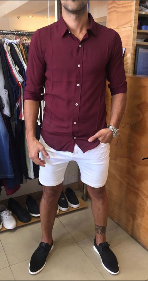 Summer Smart Casual, Nigerian Men Fashion, Mens Shorts Outfits, Formal Men Outfit, Big Men Fashion, Mens Summer Outfits, Mens Casual Outfits Summer, Men Fashion Casual Shirts, Short Men Fashion