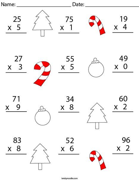 Christmas Multiplication Practice- 2 Digit by 1 Digit Math Worksheet - Twisty Noodle 2 By 1 Digit Multiplication, Pollution Activities Worksheets, Christmas Multiplication Worksheets, Christmas Elementary, Christmas Multiplication, Christmas Lesson Plan, Holiday Math Worksheets, Christmas Math Worksheets, Christmas Math Activities