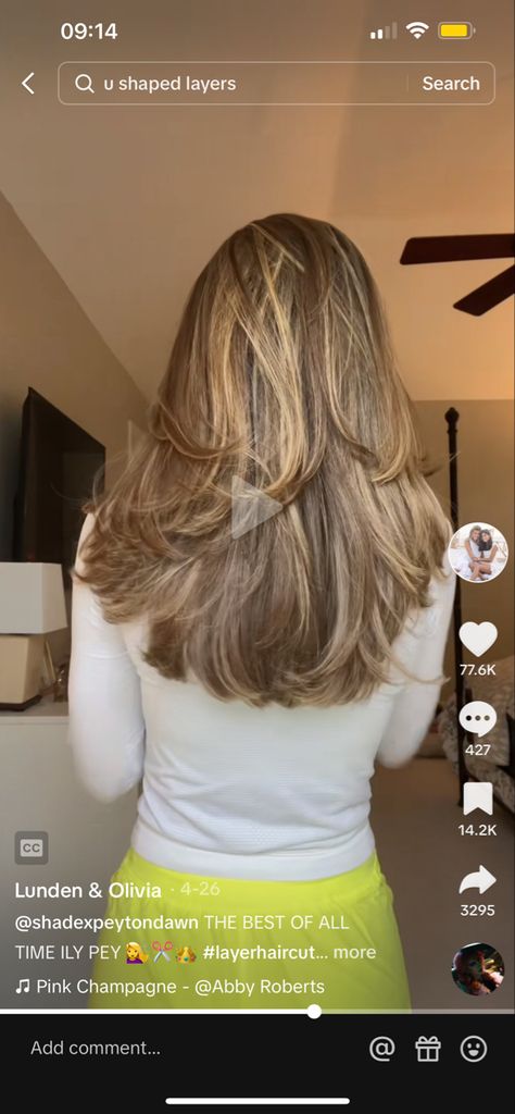 Olivia And Lunden Hair, Lunden And Olivia Hair, Olivia Bennett Hair, U Shape Layered Haircut, U Shaped Layers, Lunden And Olivia, Olivia Hair, Brown Hair Cuts, Bday Hair