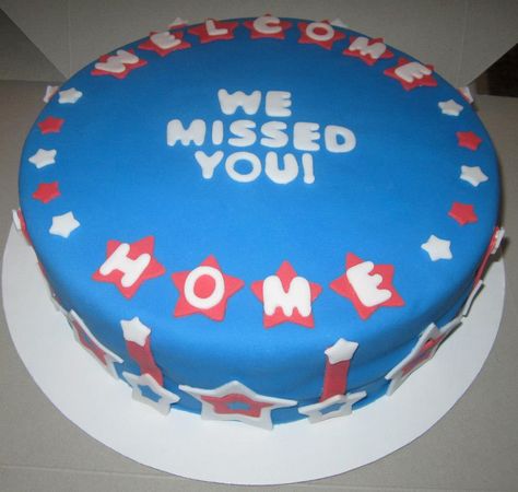 Welcome home from deployment cake I made I love it!!!! Home Cake Ideas, Welcome Home Cake Ideas, Deployment Cake, Welcome Home Cake, Welcome Home Cakes, Military Cake, Home Cake, Welcome Home Parties, Cake For Husband