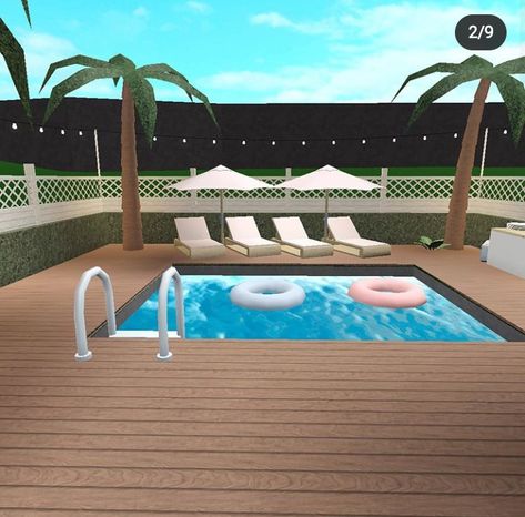 Bloxburg Outside Pool Ideas, Backyard Ideas On Bloxburg, Bloxburg Pools Ideas, Blocksburg Pool Ideas, Bloxburg Hotel Pool Ideas, How To Make A Pool In Bloxburg, Outdoor Ideas Bloxburg, Pool Ideas In Bloxburg, Bloxburg Ideas Backyard