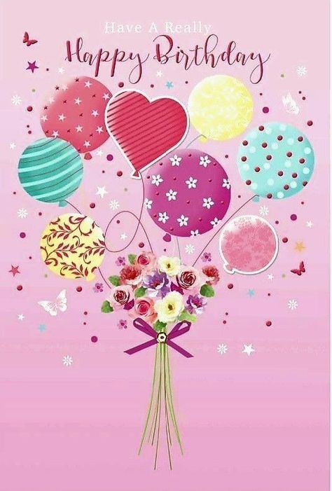 Flowers Balloons, Balloon Surprise, Birthday Greetings Friend, Daughter Birthday Cards, Happy Birthday Art, Happy Birthday Greetings Friends, Happy Birthday Wallpaper, Pink Envelope, Happy Birthday Wishes Images