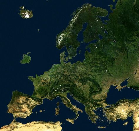 Europe viewed from a satellite Geography Quiz, Play Quiz, Satellite Maps, I Want To Live, Landscape Concept, Satellite Image, Earth From Space, Fantasy Map, European Countries