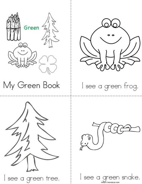 My Green Book Mini Book Green Activities, September Preschool, Color Worksheets For Preschool, Twisty Noodle, Lesson Plans For Toddlers, Green Book, Preschool Colors, Beginning Readers, Teaching Colors