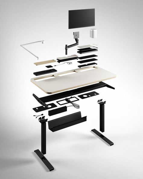 Workshop Table Design, Architecture Desk, Standing Desk Design, Minimalist Office Desk, Minimalistic Bedroom, Height Adjustable Workstation, Smart Desk, Study Table Designs, Office Table Desk