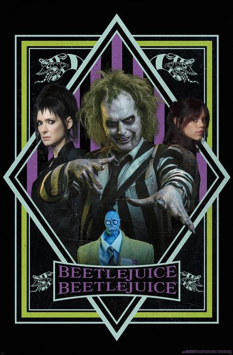 PRICES MAY VARY. This Trends Beetlejuice Beetlejuice - Group Wall Poster uses high-resolution artwork and is printed on PhotoArt Gloss Poster Paper which enhances colors with a high-quality look and feel High-quality art print is ready-to-frame or can be hung on the wall using poster mounts, clips, pushpins, or thumb tacks Officially Licensed wall poster Easily decorate any space to create the perfect decor for a party, bedroom, bathroom, kids room, living room, office, dorm, and more Perfect si Beetlejuice Beetlejuice Poster, Beetlejuice 2 Poster, Simple Room Posters, Cute Wall Posters, Beetlejuice Bedroom, Beetlejuice Artwork, Beetlejuice Print, Beetlejuice Movie Poster, Musicals Posters