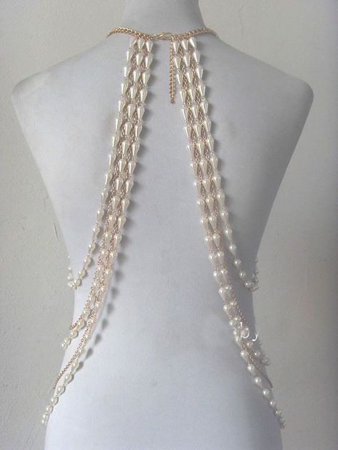 Pearl Shoulder Necklace, Harness Jewelry, Shoulder Chain Jewelry, Full Body Chain, Jóias Body Chains, Creative Necklace, Diy Leather Bracelet, Shoulder Necklace, Fancy Jewellery Designs