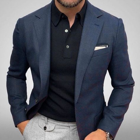 Polo With Blazer, Style Tricks, Blazer Outfits Men, Mens Business Casual Outfits, Grade 12, Mens Fashion Blazer, Fasion Outfits, Designer Suits For Men, Stylish Men Casual