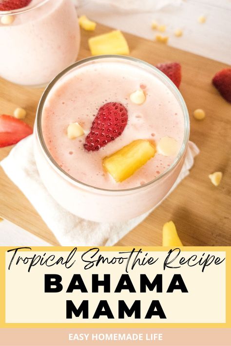 Tropical Smoothie Bahama Mama, Tropical Smoothie Bahama Mama Recipe, Bahama Mama Smoothie Recipe, Bahama Mama Recipe, Protien Drinks, Tropical Recipes, Ninja Smoothies, Tropical Smoothie Recipes, Tropical Smoothie Cafe