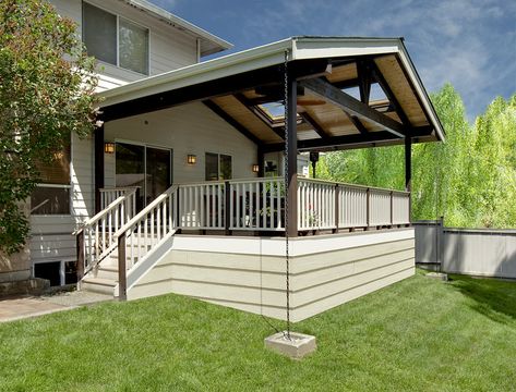 Covered Deck Ideas, Deck Cover, Screen Porches, Azek Decking, Deck Renovation, Velux Skylights, Terrasse Design, Covered Back Patio, Building A Porch