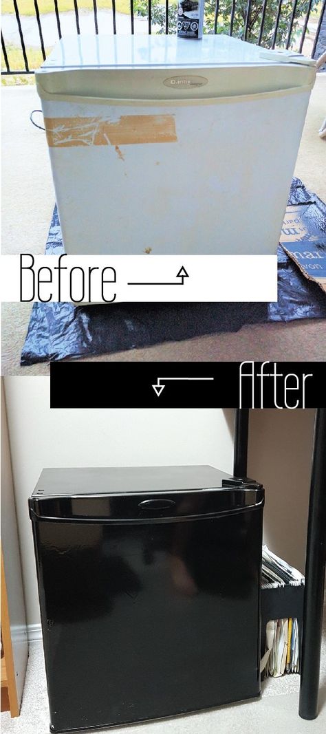 DIY Updated Mini Fridge (2) Mini Fridge Makeover, Fridge Makeover, Messy Home, Dorm Fridge, Dorm Room Hacks, Room Hacks, Fridge Decor, Home Fix, Space Organizer