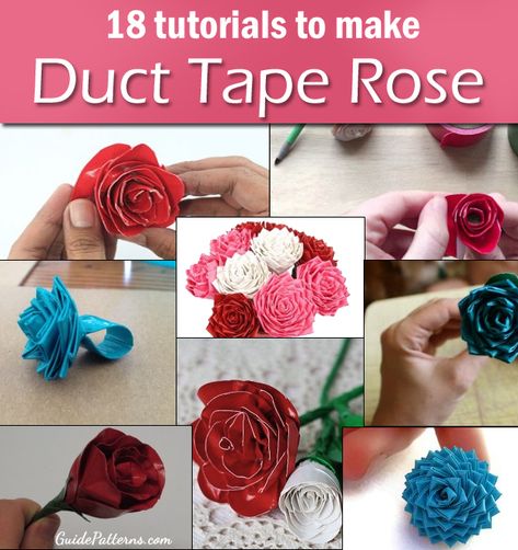 Duct Tape Roses Simple Duct Tape Crafts, Things To Make With Duct Tape Diy, Duct Tape Rose Pens, Duct Tape Pens, Largesse Ideas, How To Make Duct Tape Wallet, Duct Tape Flower Pens, Duct Tape Tumbler Cup, Duct Tape Rose