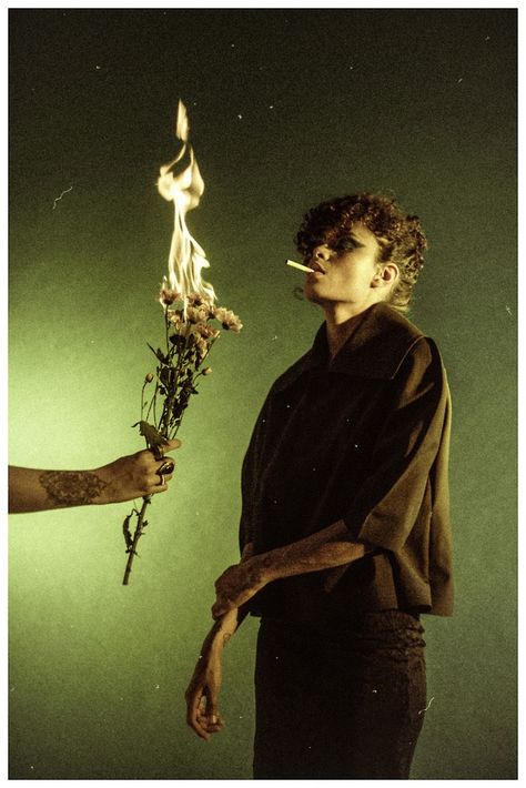 Danny Padilla, Burning Flowers, Baby Tumblr, Baby Light, Concept Photography, Fire Photography, Creative Portrait Photography, Halloween Photoshoot, Conceptual Photography