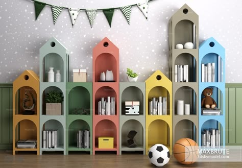 Childrens Furniture Design, Kids Furniture Design, Kids Cabinet, Kids Storage Units, 3d Scene, Corner Furniture, Kids Room Furniture, Children Bedroom, Childrens Playroom