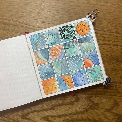 Square Grid Journal Ideas, Grid Journal Ideas, Watercolor Journaling, Grid Design Pattern, Grid Art, Neurographic Art, Grid Journal, Ideas Baby Shower, Square Grid