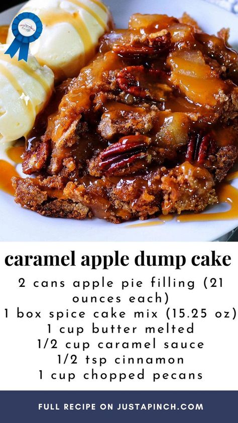 Pin on What's for Dessert? Recipe Using Spice Cake Mix And Apple Pie Filling, Caramel Apple Spice Dump Cake, Caramel Apple Dump Cake With Pie Filling, Apple Pecan Dump Cake, Pecan Dump Cake, 2022 Dump, Apple Dump Cake, Caramel Apple Dump Cake, Dump Cake Recipe