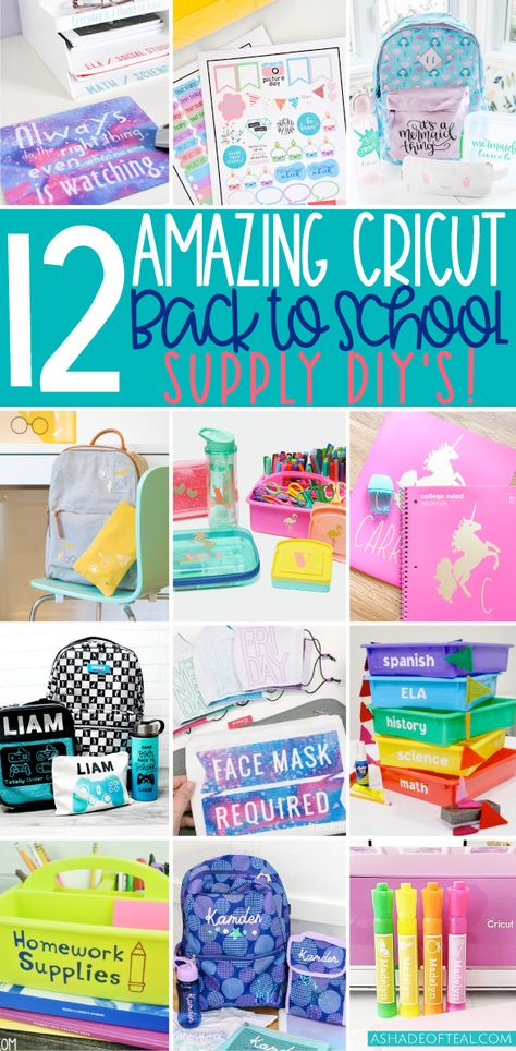 AD: Check out all these ways to customize and personalize your Back to School supplies with Cricut! School Personalized Items, Cricut Labels For School Supplies, Cricut Projects For School, Cricut School Ideas, Back To School Items To Sell, Cricut Projects School, Back To School Vinyl Ideas, Back To School Custom Items, Back To School Diy Supplies