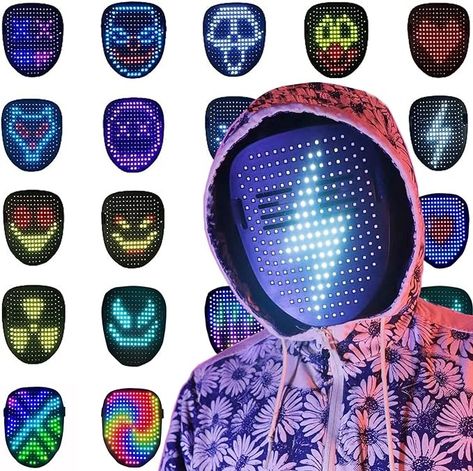 Amazon.com: Depointer Life Led Mask with Gesture Sensing,Unisex LED Lighted Face Transforming Mask for Costume Cosplay Party Masquerade : Depointer Life: Toys & Games Led Gloves, Led Mask, Cool Masks, Kids Gift Guide, Full Face Mask, Masquerade Party, Costume Mask, Costume Cosplay, Sound Effects