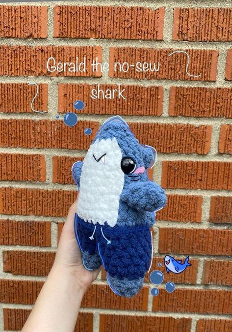 Gerald the Shark: No Sew Tutorial Crochet Shark Beanie Free Pattern, Crochet Garbage Truck, Crochet Shark Plushie Free Pattern, Easy Dog Crochet Patterns Free, Crochet Shark Pattern Free, Beginner Friendly Crochet Projects, Crochet Hammerhead Shark, Shark Crochet Pattern Free, Tiny Crochet Projects