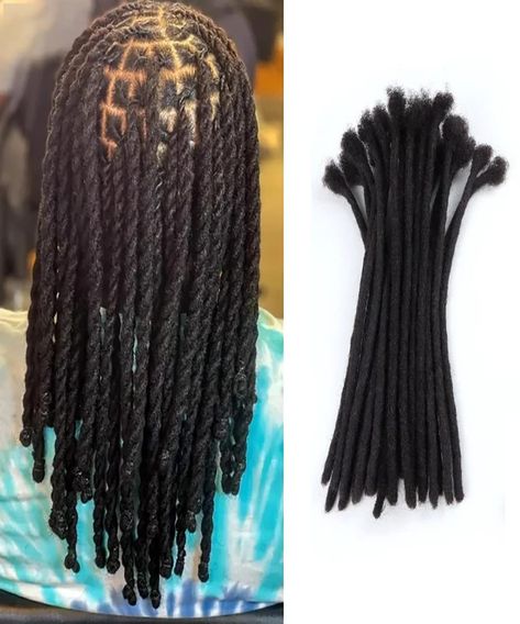 ADIASAI 0.6cm Width 12 Inch 100 Strands 100% Human Hair Loc Extensions, Full Handmade Dreadlock Extensions for Men Women Kids Can Be Dyed and Bleached with Needle and Comb 100% Unprocessed Natural Black Dreadlocks With Extensions Black Women, Dred Loc Extensions, Dreadlock Extensions Black Women, Locs Extensions Permanent, Lock Extensions Dreadlocks, Loc Extensions Before And After, Dread Extensions Black Women, Permanent Loc Extensions Black Women, Loc Extensions Styles