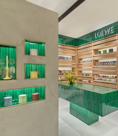 LOEWE Perfumes - Our stores London Loewe Store, Fitting Rooms, Luxury Store Interior, Tea Store, Room Diffuser, Handcrafted Candles, Outdoor Candles, Spanish Tile, Cool Store