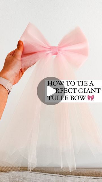 Gift Baskets Wrapped In Tulle, Tulle Hair Accessories Diy, Tulle Hair Bows Diy, Making A Bow With Tulle, How To Tie A Tulle Bow, Pink Tulle Bow, Crafts With Tulle Diy, Tulle Accessories Diy, How To Tie Tulle Bows