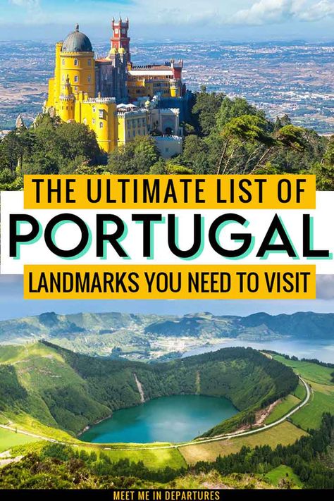 30+ Famous landmarks in Portugal to add to your Portugal Bucket List. Visit these beautiful castles, palaces and monuments. These Portugal points of interest include Sintra, Azores and other famous landmarks Portugal | Includes Portugal Landmarks Checklist | Must See Portugal | Historical Sites in Portugal | Best Things To See in Portugal | Portugal Aesthetic | Portugal Bucket List | Sights in Portugal | Best things in Portugal #EuropeTravel #Portugal #VisitLisbon #Lisbon Must See Portugal, Castles In Portugal, Travel Portugal, Portugal Aesthetic, Portugal Honeymoon, Portugal Bucket List, Best Beaches In Portugal, Places In Portugal, Portugal Vacation