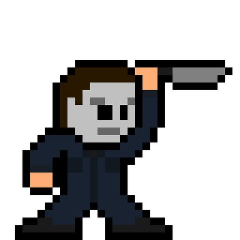 Halloween's Michael Myers Perler Bead Pattern (by 8bitHero) Michael Myers Pixel Art Grid, Michael Myers Perler Beads, Horror Pixel Art, Body Image Art, Easy Perler Bead Patterns, Halloween Horror Movies, Pixel Art Templates, Perler Crafts, Diy Perler Bead Crafts