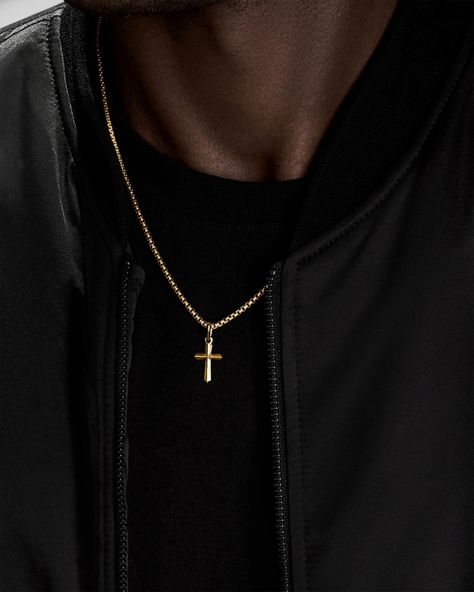 A classic piece of jewelry from David Yurman, this 18K gold Roman cross pendant is a stylish and timeless addition to any man's wardrobe. #davidyurman #mensjewelry #goldjewelry https://whispers-in-the-wind.com/discover-the-latest-mens-accessory-trends-for-2024/?modest Cross Necklace For Guys, Mens Chain Necklace Gold Cross Pendant, Men’s Gold Cross Necklace, Men’s Gold Necklace, Gold Cross Necklace Mens, Necklace Men’s, Gold Cross Necklace Aesthetic, Men Accessories Man Stuff, Mens Jewelry Aesthetic