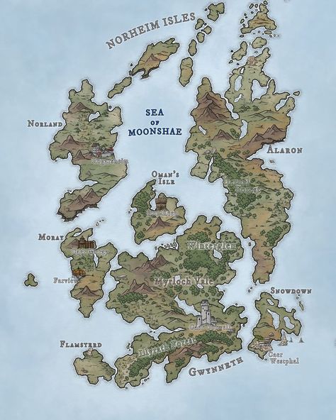 Fantasy islands from the Forgotten realms, DnD, Dungeons and Dragons Fantasy Map Making, Dnd World Map, Imaginary Maps, Fantasy World Map, Fantasy Maps, Forgotten Realms, Fantasy Island, Landscape Concept, Dungeon Maps