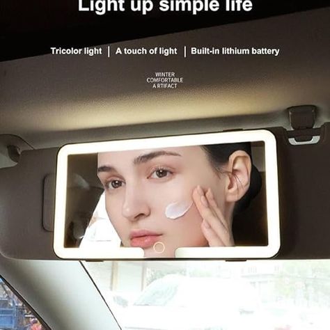 Car Sun Visor Vanity Mirror, Big Led Car Mirror with 3 Light Modes & 80 LEDs,Rechargeable Car Makeup Mirror - Dimmable Touch Control,Car Light Up Mirror Universal for Car Lino 🔗below https://pin.it/4GXWI0ghd Car Visor Mirror, Car Vanity Mirror, Win Free Stuff, Best Gift For Wife, Temu App, Car Visor, Charging Car, Cosmetic Mirror, Makeup Mirrors