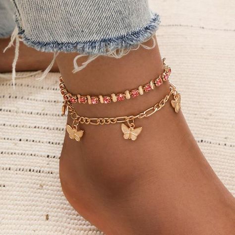 Tassel Anklet, Butterfly Anklet, Summer Beach Jewelry, Leg Chain, Crystal Anklet, Heart Anklet, Ankle Jewelry, Gold Anklet, Beaded Anklets