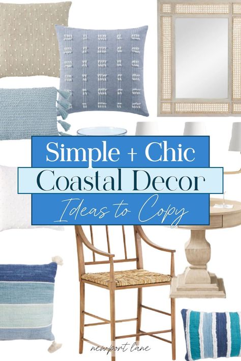 Looking for inspiration to create a Beach Coastal Interior Design look? Our guide offers stunning Coastal Decor Ideas to help you craft the perfect beachy atmosphere. From color palettes to furniture choices, discover how to infuse your Home Decor with the timeless charm of coastal living. Coastal Dining Chairs, Coastal Interior Design, Tan Pillows, Modern Coastal Decor, Coastal Interior, Coastal Interiors Design, Beachy Decor, White Dining Chairs, Coastal Interiors