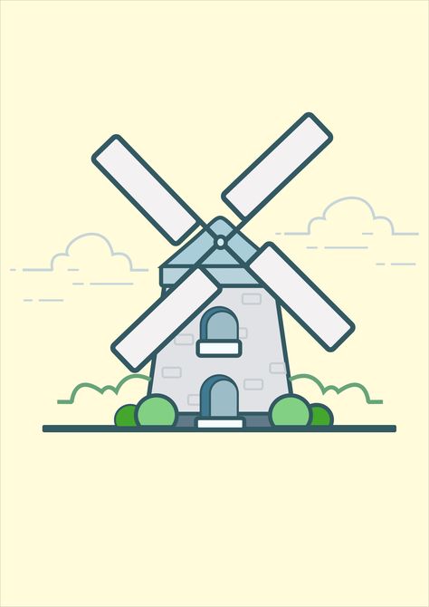 Corel Draw x5 - Windmill Windmill Doodle, Windmill Drawing Simple, Windmills Drawing, Windmill Illustration, Windmill Drawing, Personal Branding Design, Africa Art Design, Sketchbook Drawings, Africa Art