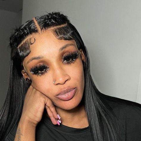 Galore Styles 💗 on Instagram: "2:43am nights with my girl 💘💘   2 fishtail braids with new wig install.  IF YOU LOOKING, WHY YOU NOT BOOKING? 💇🏽‍�♀️💋   #baddiescaribbean #tinkabella0xx #tinkabellaa #baddieshairstylist" 2 Braids On Wig, Fish Tail Braid On Wig Middle Part, Two Braids Wig Style, Fish Tail Braids Hairstyles Wig, 2 Fishtail Braids, Wig Install Styles, Wig Install Hairstyles, Straight Hair With Braid, Scalp Braids