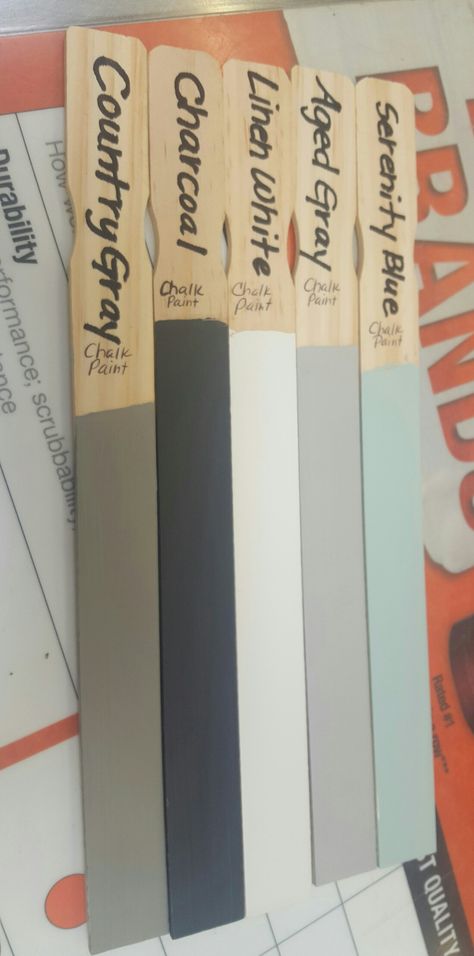 Rustoleum Chalked paint HomeDepot selection Chalk Paint Colors Furniture, Brownstone Kitchen, Rustoleum Chalked, Chalk Painted Furniture, Chalk Spray Paint, Rustoleum Chalk Paint, Restored Furniture, Furniture Colors, Gray Chalk Paint