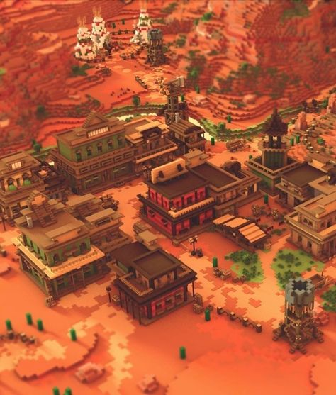 Minecraft Old West Builds, Acacia Village Minecraft, Minecraft Old West Town, Old Western Minecraft Builds, Minecraft Cowboy Town, Minecraft Mesa Build Ideas, Badlands House Minecraft, Western Town Map, Minecraft Mesa House Ideas