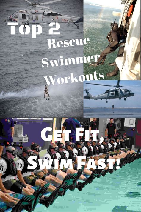 In both the Navy and Coast Guard the training to become a Rescue Swimmer was challenging both mentally and physically. Jumping out of helicopters into the ocean to rescue someone is no joke and requires superb physical fitness. If you want to stay in shape and love swimming try this workout! Navy Rescue Swimmer, Lifeguard Training Workouts, Uscg Rescue Swimmer, Swimmer Workouts, Coast Guard Rescue Swimmer, Rescue Swimmer, Swimmer Quotes, Month Workout Challenge, Coast Guard Rescue