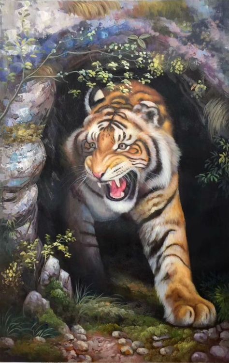 Tiger Conservation, Tiger Wallpaper, Wolf Artwork, Oil Painting Inspiration, Painting Decoration, Art Optical, Wall Decor Abstract, Big Cats Art, Cute Black Wallpaper