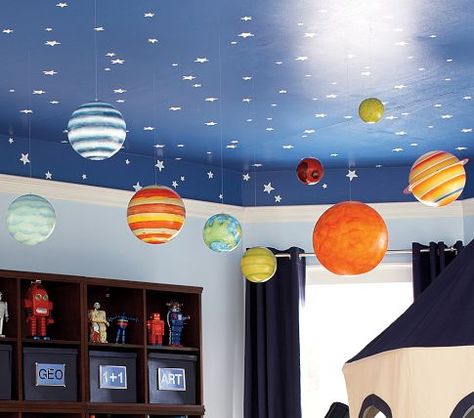 space themed room for toddler Space Classroom, Space Themed Bedroom, Space Themed Room, Blue Ceilings, Space Nursery, Space Room, Boy Bedroom, Big Boy Room, Space Theme