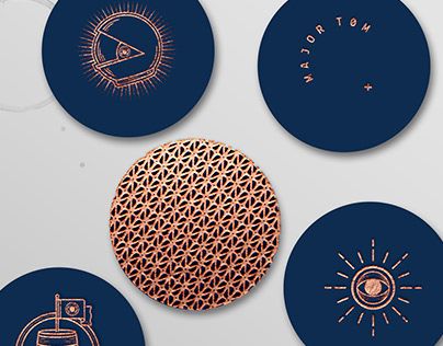 Rose gold foil on deep navy blue - really effective combination. Suggests space theme. Royal Blue Branding, Copper Branding, Gold Graphic Design, Blue Cafe, Art Deco Elements, Identity Design Inspiration, Rose Gold Logo, Color Palette Challenge, Major Tom