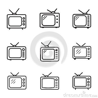 tv-icon-outline-television-line-old-retro-tv-symbol-vector-image-vector-illustration-isolated-white-background Retro Tv Tattoo Simple, Tv Tattoo Retro, Old Tv Tattoo, Tv Doodle, Tv Drawing, Preschool Room Decor, Tv Tattoo, Preschool Room, Tattoo Time