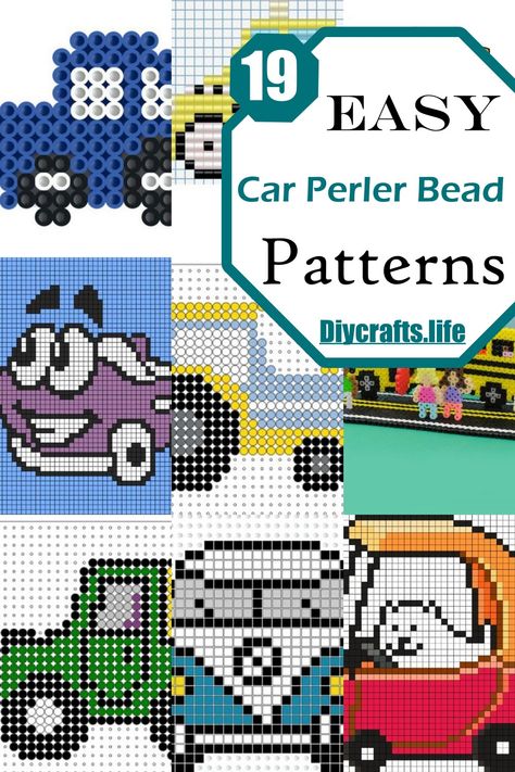 19 Easy Car Perler Bead Patterns For Kids Truck Perler Bead Patterns, Monster Truck Perler Bead Patterns, Hama Beads Car, Car Perler Bead Pattern, Car Perler Beads, Bead Templates, Patterns For Kids, Easy Perler Bead Patterns, Graph Patterns