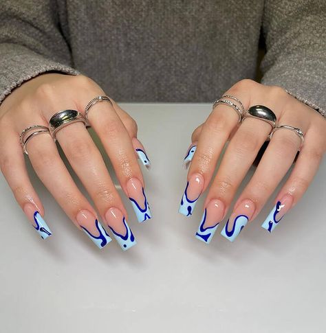 Women Cornrows, Beautiful Dawn, The Color Blue, Drip Nails, Blue Nail Art, Summery Nails, Casual Nails, Simple Acrylic Nails, Blush Nails