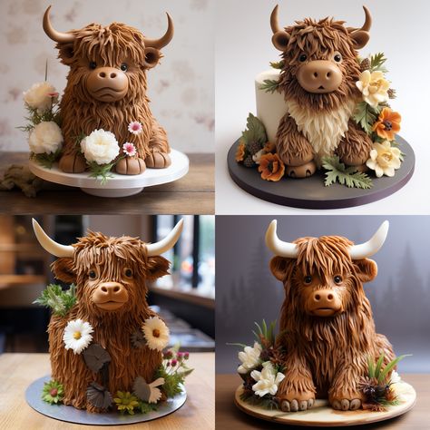 I Love Cows - Highland cow birthday cake ideas Cow Birthday Cakes, Cow Birthday Cake Ideas, Highland Cow Birthday Cake, Highland Cow Birthday, Western Birthday Cakes, Cow Birthday Cake, I Love Cows, Cow Cupcakes, Cow Cakes