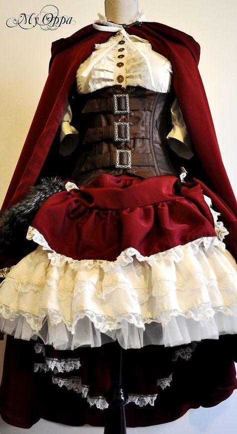 Mode Steampunk, Steampunk Tendencies, Steampunk Dress, Diy Kostüm, Steampunk Costume, Steampunk Clothing, Vestidos Vintage, Little Red Riding Hood, Fantasy Clothing